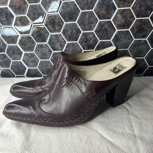Frye Women Mules Phoenix Western Embroidered Leather Pointed Toe Slip On Sz 9.5